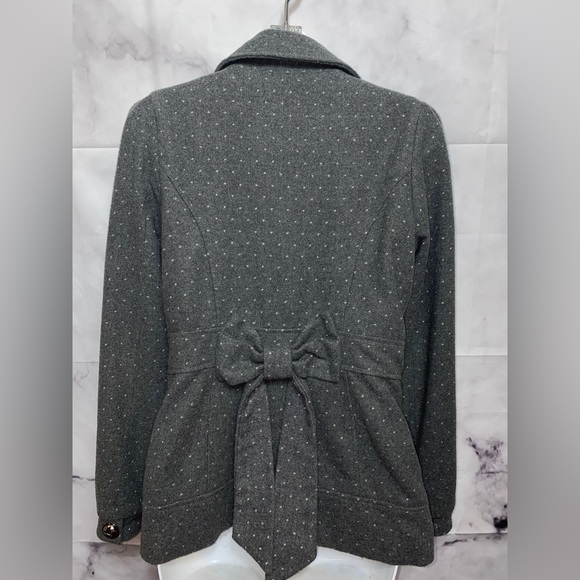 Pink Envelope Double Breasted Bow Back Dot Peplum Jacket size medium - Picture 2 of 11